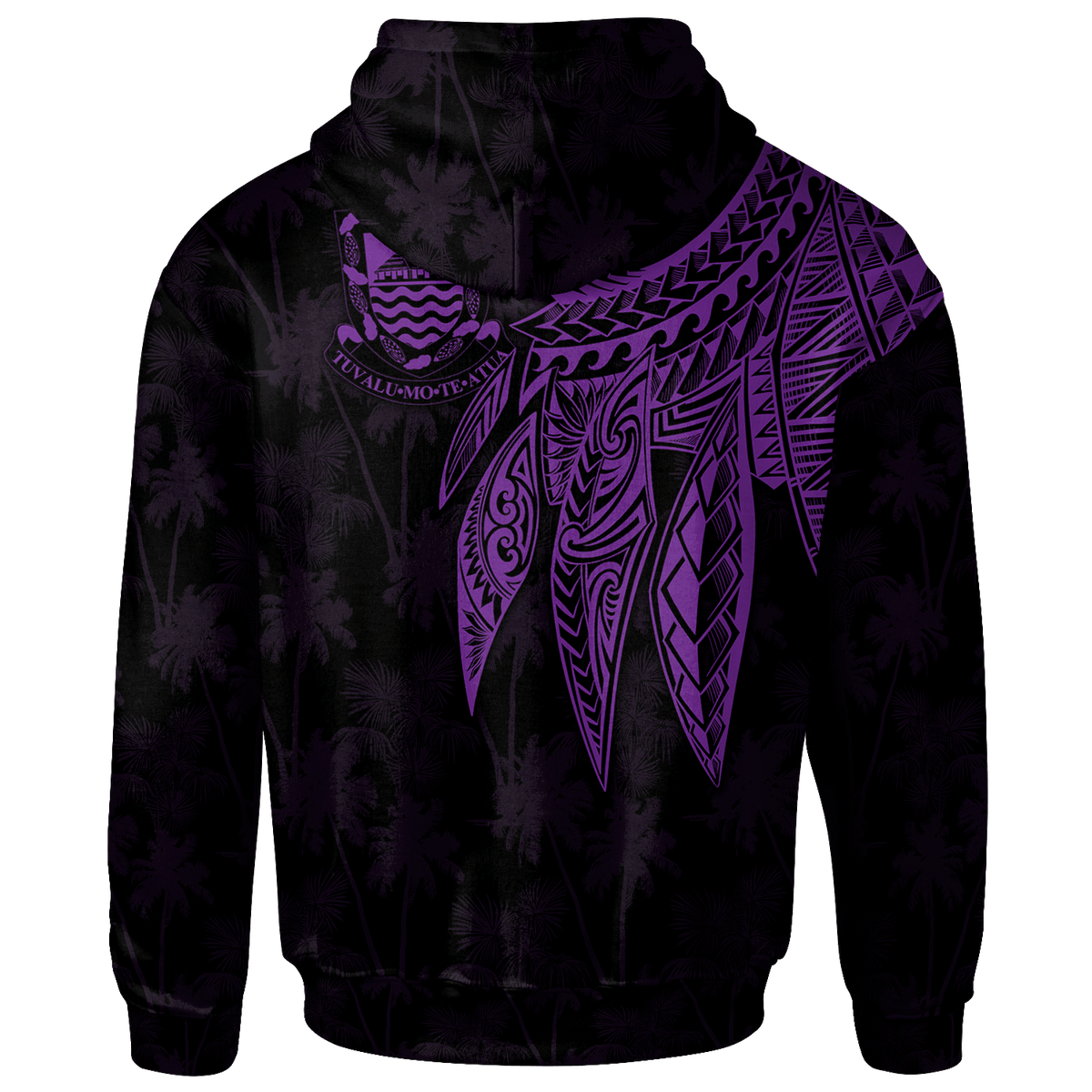 Tuvalu Zip up Hoodie Polynesian Wings (Purple) - Polynesian Pride