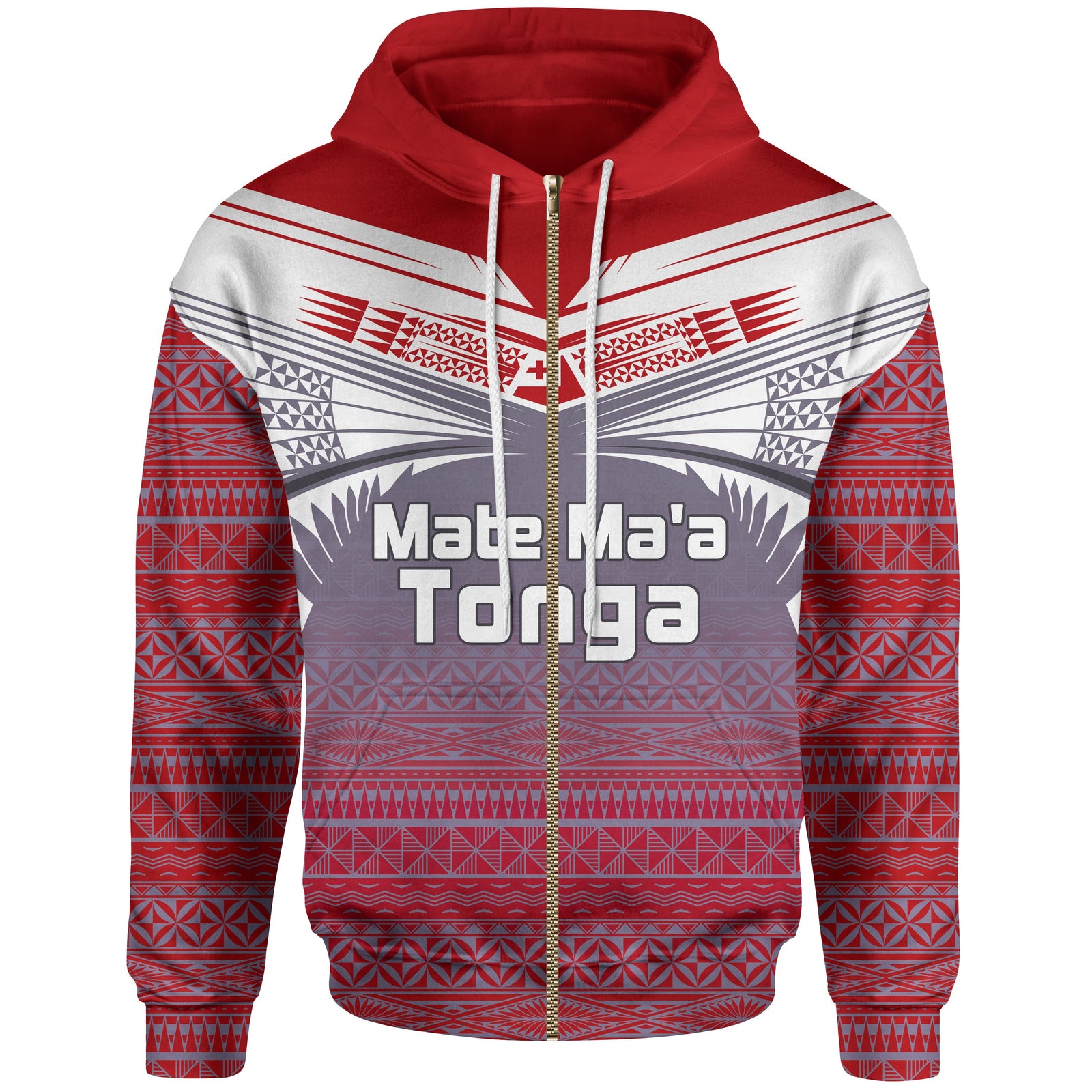 Tonga Polynesian Zip up Hoodie White Tattoo Unisex White - Polynesian Pride