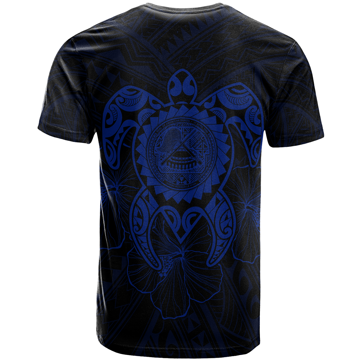 American Samoa Polynesian Custom T Shirt Vintage Polynesian Turtle (Blue) - Polynesian Pride