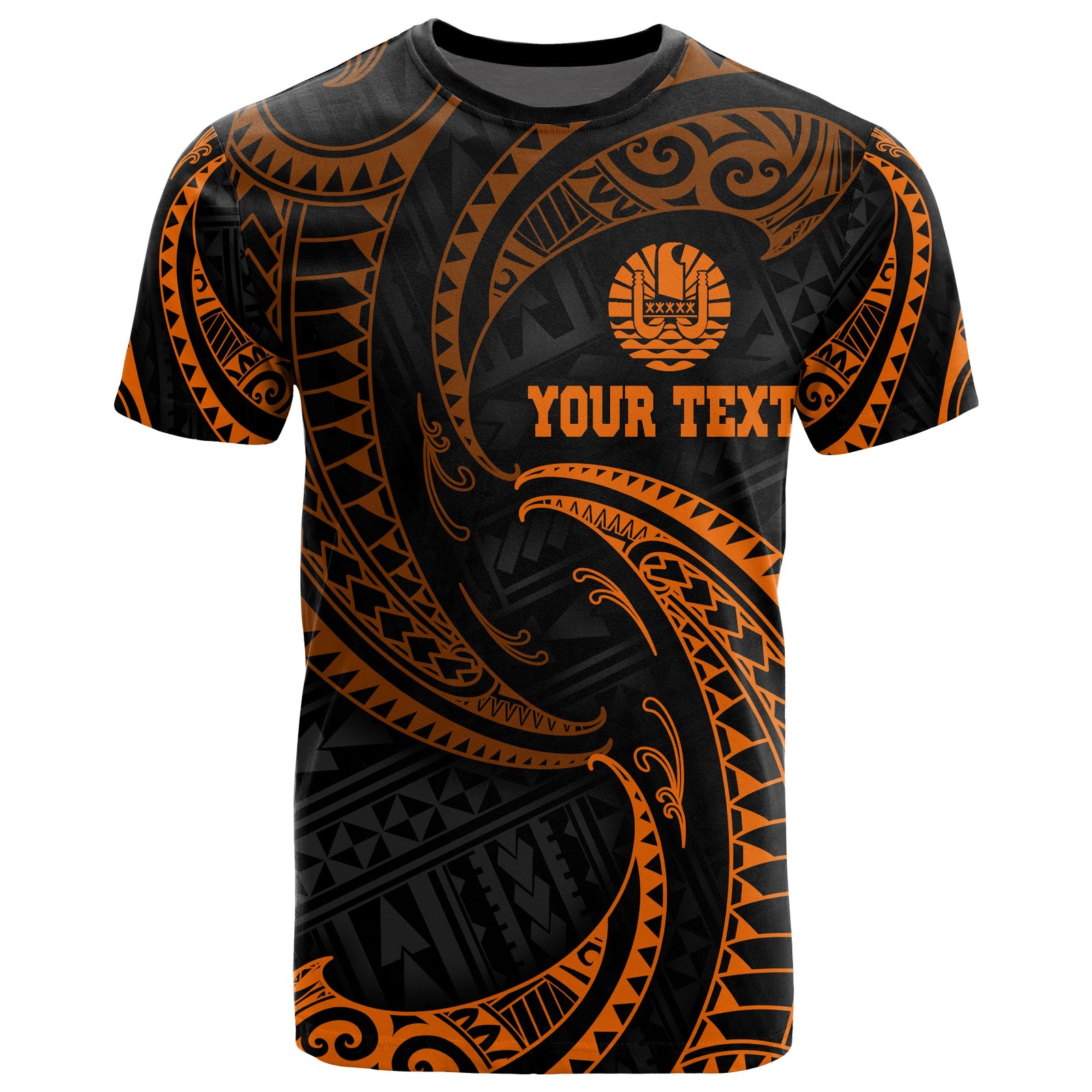 Tahiti Polynesian Custom T Shirt Orange Tribal Wave Unisex Orange - Polynesian Pride