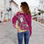 Fiji Custom Personalised Women's Off Shoulder Sweater - Turtle Plumeria (Pink) - Polynesian Pride