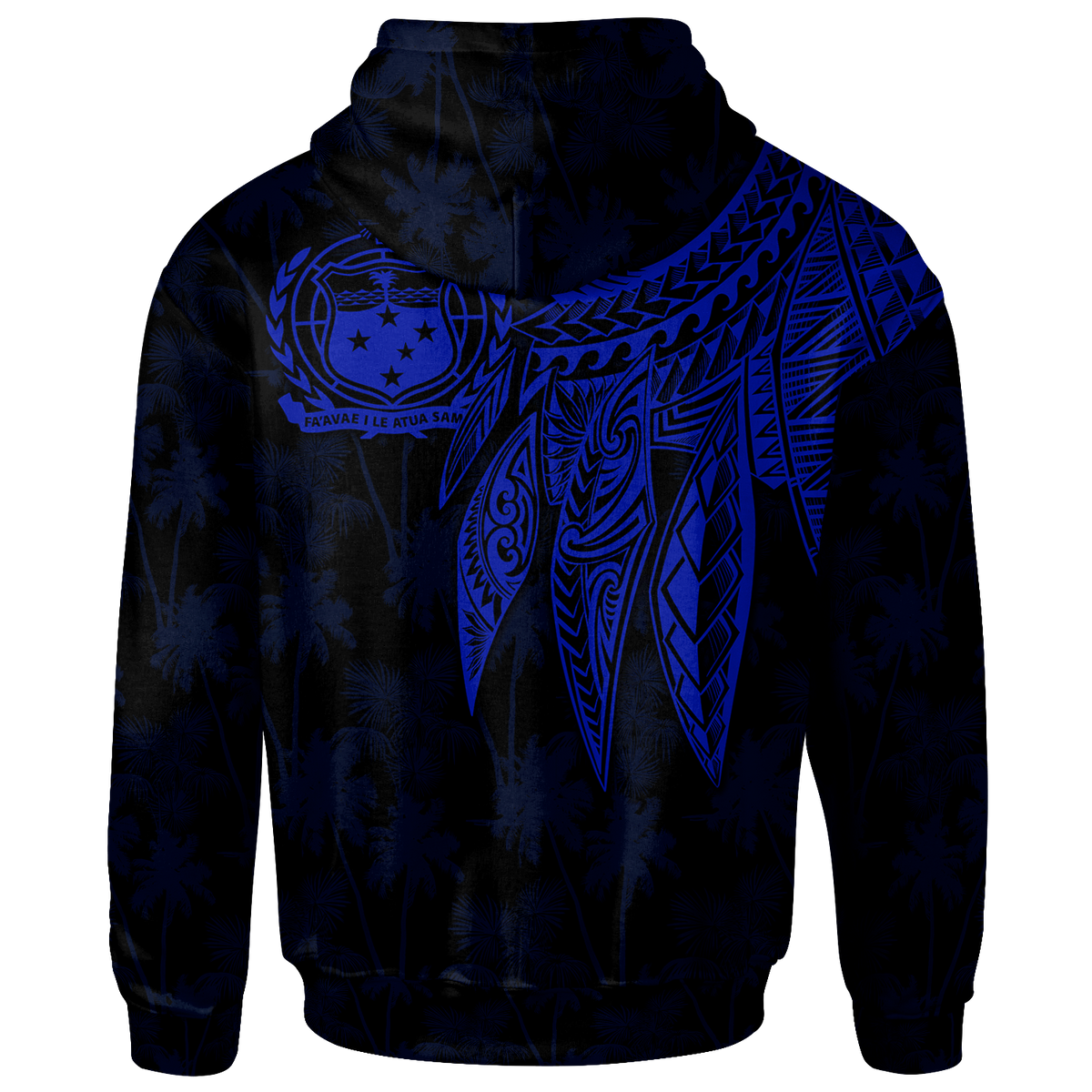 Samoa Custom Zip up Hoodie Polynesian Wings (Blue) - Polynesian Pride