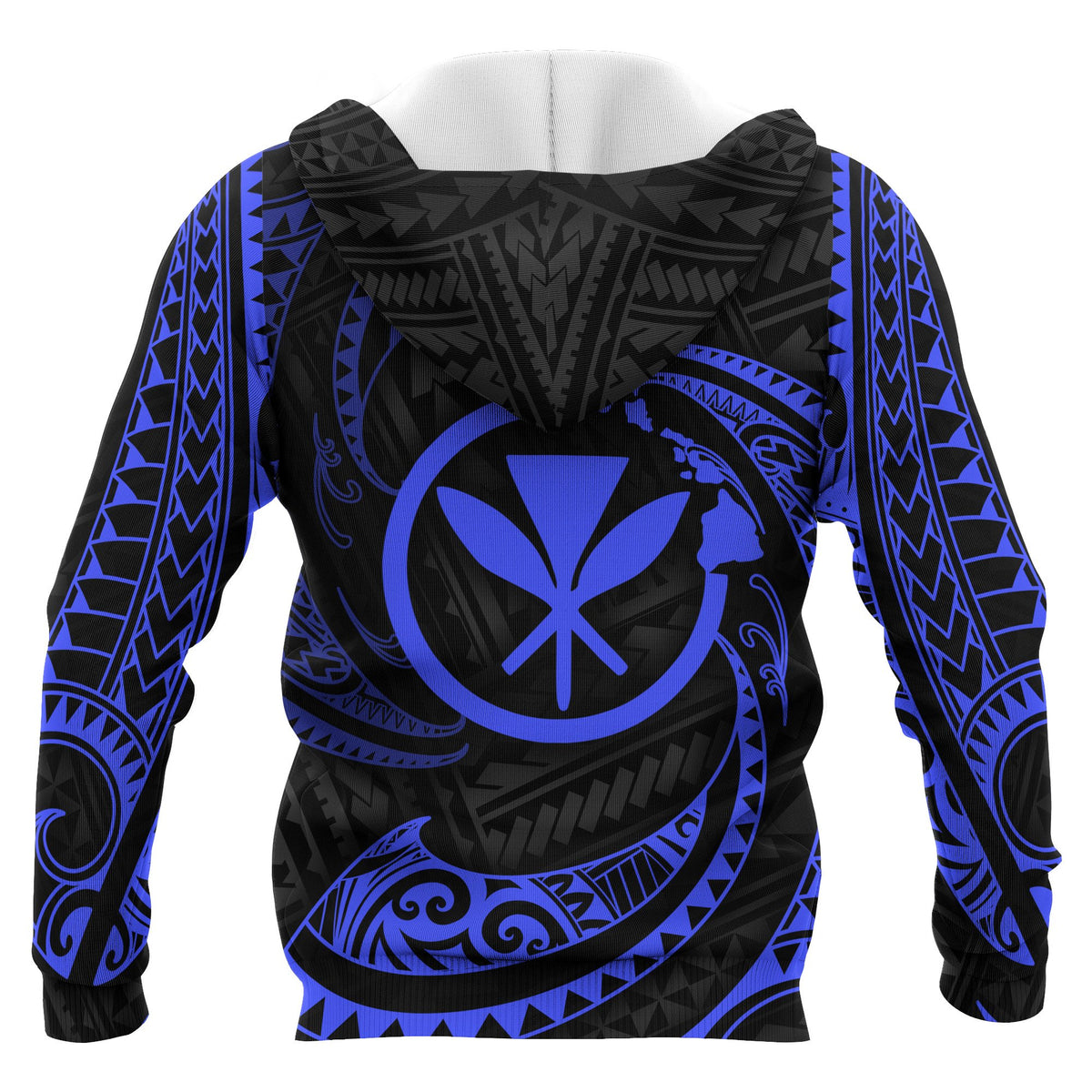 Hawaii Polynesian Hoodie Blue Tribal Wave - Polynesian Pride