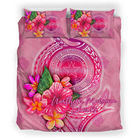 Northern Mariana Islands Polynesian Bedding Set - Floral With Seal Pink - Polynesian Pride