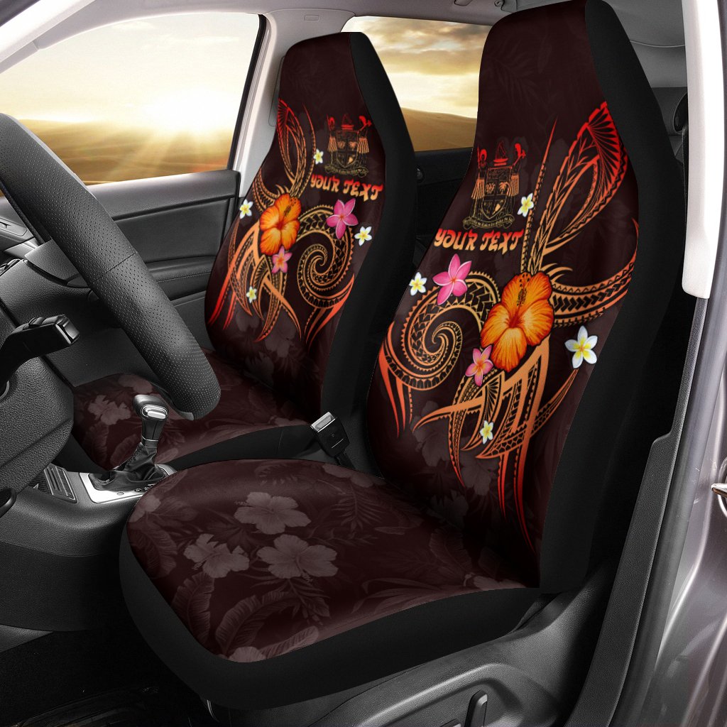 Fiji Polynesian Personalised Car Seat Covers - Legend of Fiji (Red) Universal Fit Black - Polynesian Pride