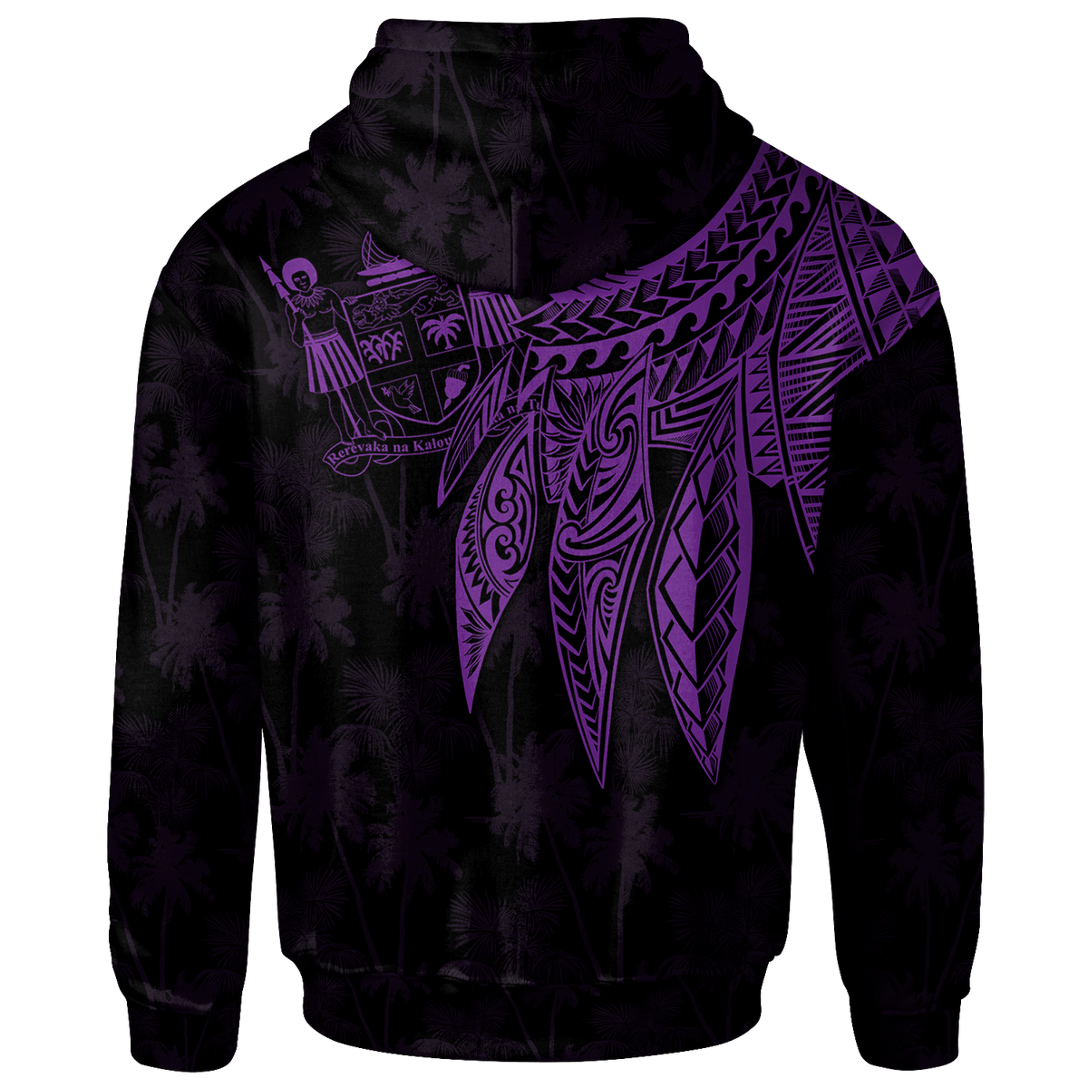 Fiji Zip up Hoodie Polynesian Wings (Purple) - Polynesian Pride