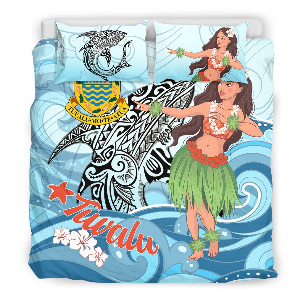 Tuvalu Bedding Set - Polynesian Girls With Shark - Polynesian Pride