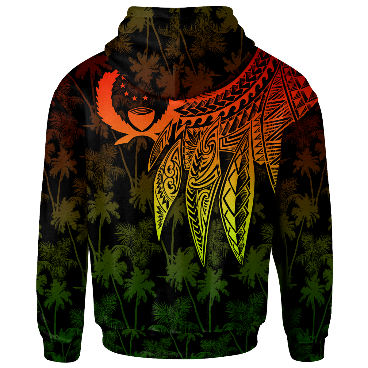 Pohnpei Custom Hoodie Polynesian Wings (Reggae) - Polynesian Pride