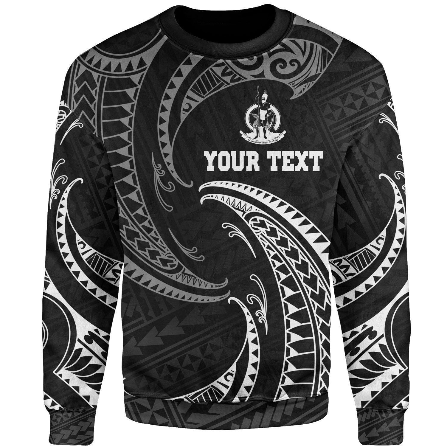 Vanuatu Polynesian Custom Personalised Sweater - White Tribal Wave Unisex White - Polynesian Pride