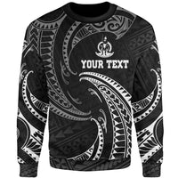 Vanuatu Polynesian Custom Personalised Sweater - White Tribal Wave Unisex White - Polynesian Pride
