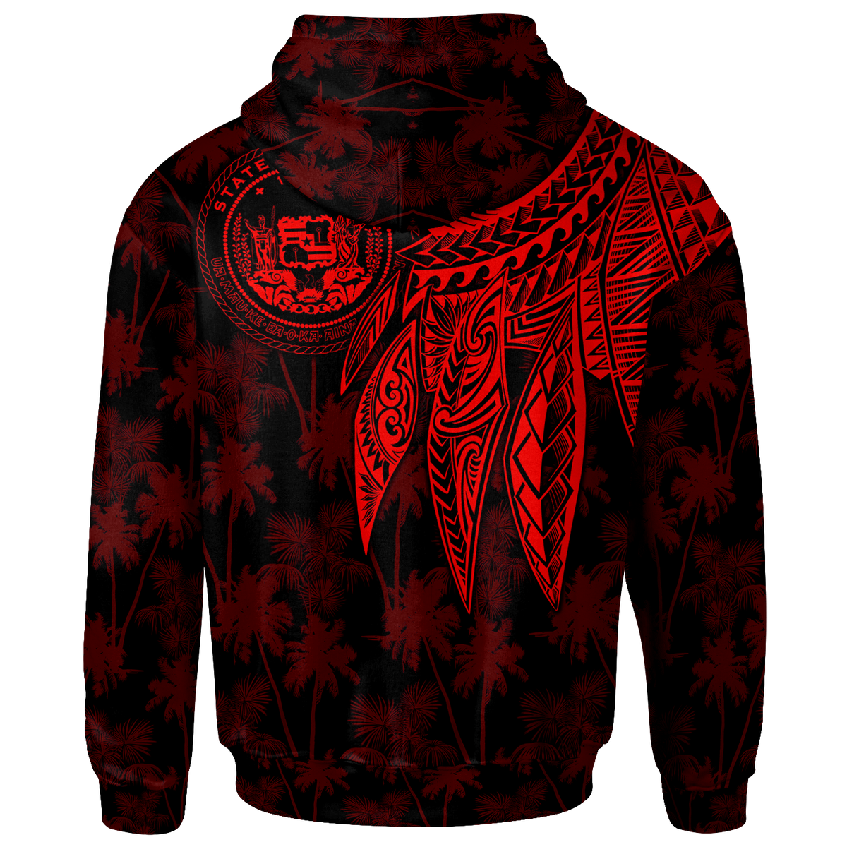 Polynesian Hawaii Zip up Hoodie Polynesian Wings (Red) - Polynesian Pride