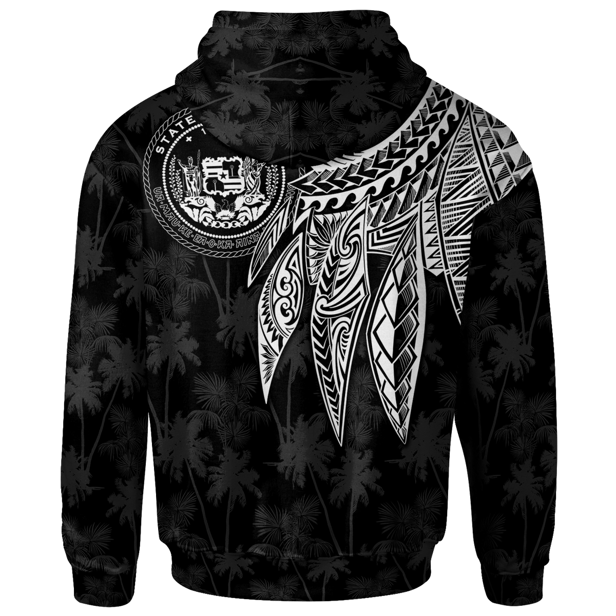 Polynesian Hawaii Zip up Hoodie Polynesian Wings (White) - Polynesian Pride