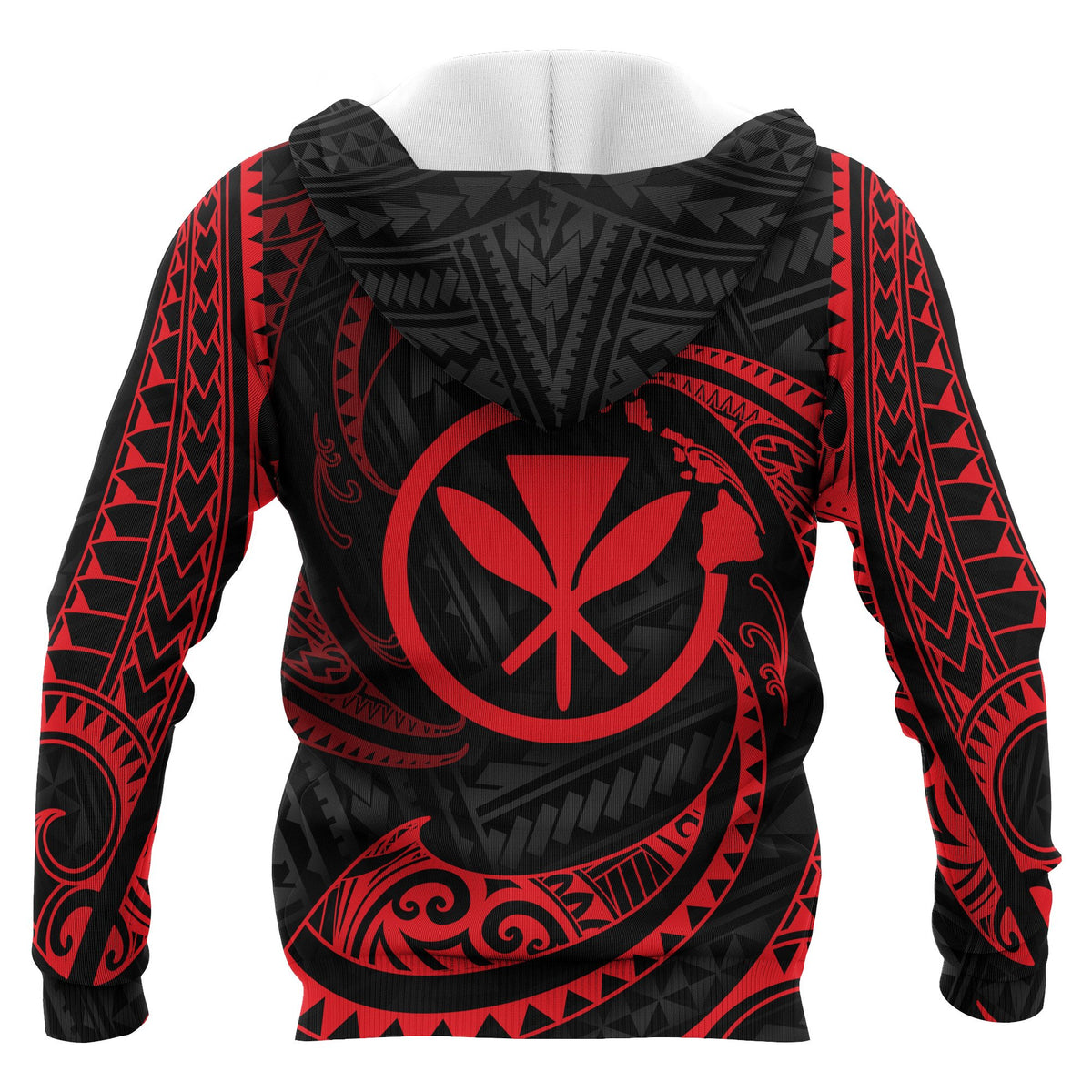 Hawaii Polynesian Custom Zip up Hoodie Red Tribal Wave - Polynesian Pride