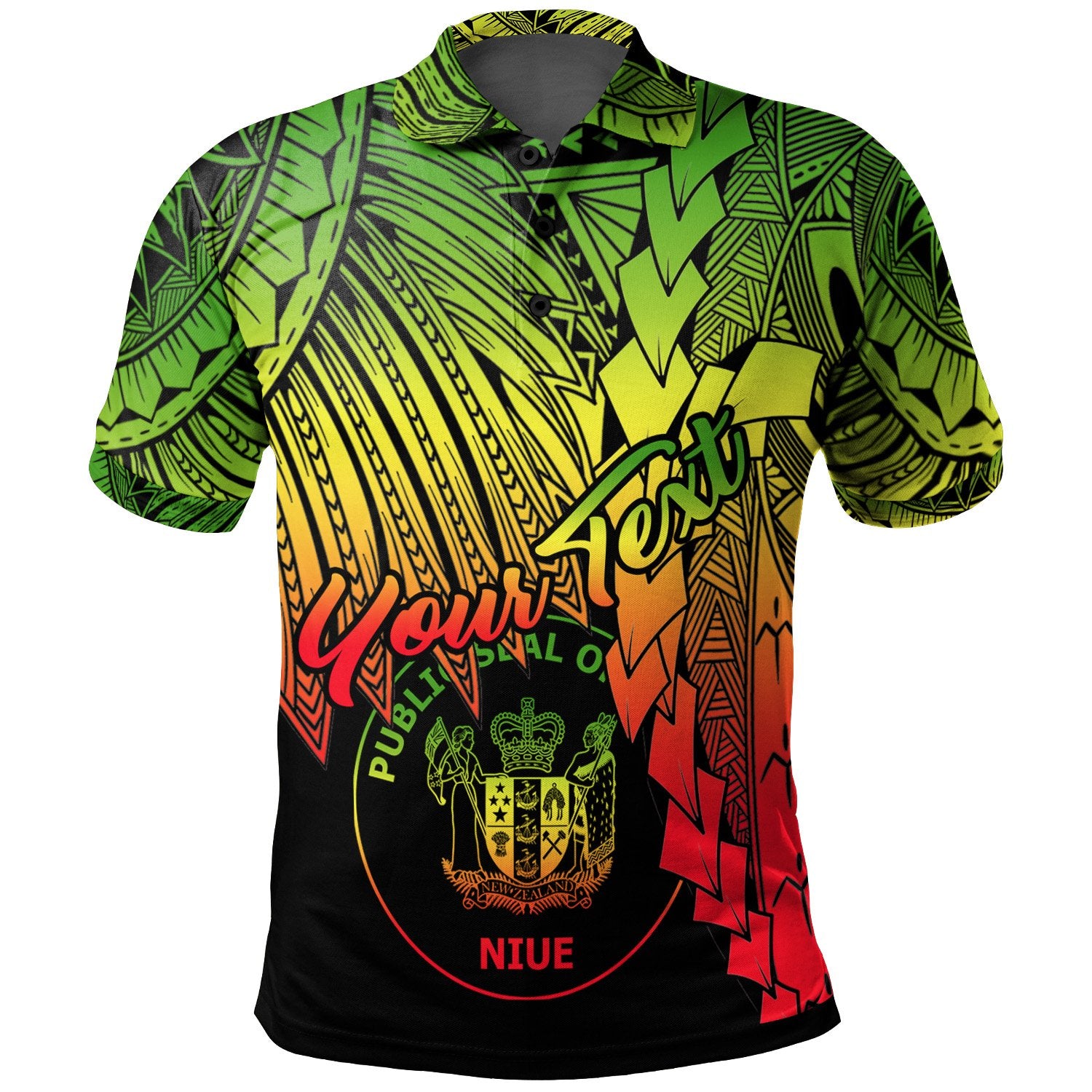 Niue Polynesian Custom Polo Tribal Wave Tattoo Reggae Unisex Reggae - Polynesian Pride