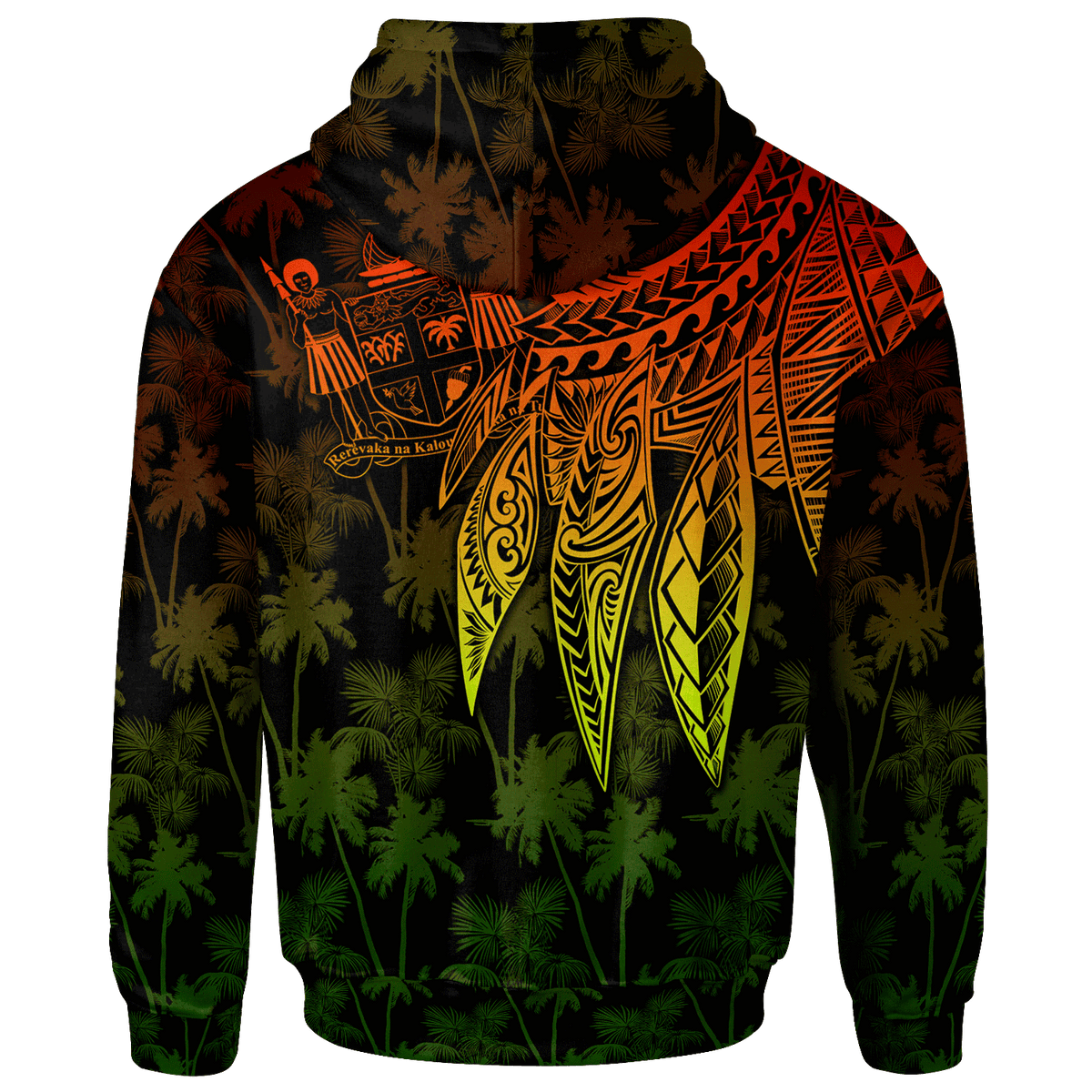 Fiji Hoodie Polynesian Wings (Reggae) - Polynesian Pride