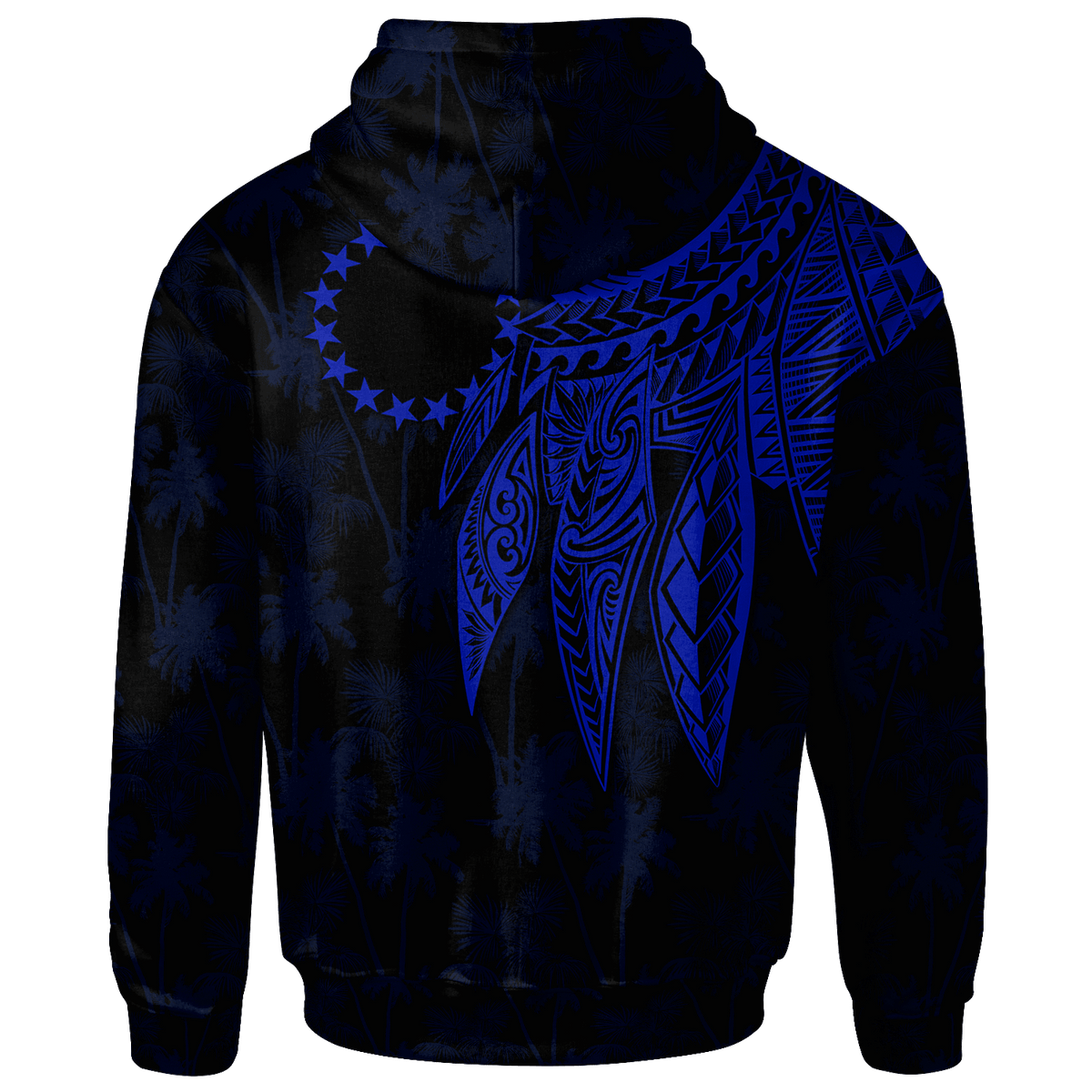 Cook Islands Zip up Hoodie Polynesian Wings (Blue) - Polynesian Pride