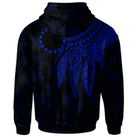 Cook Islands Zip up Hoodie Polynesian Wings (Blue) - Polynesian Pride