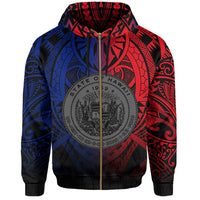 Hawaii Maka Polynesian Coat of Arms Zip Hoodie Heaven Style Red Blue - Polynesian Pride