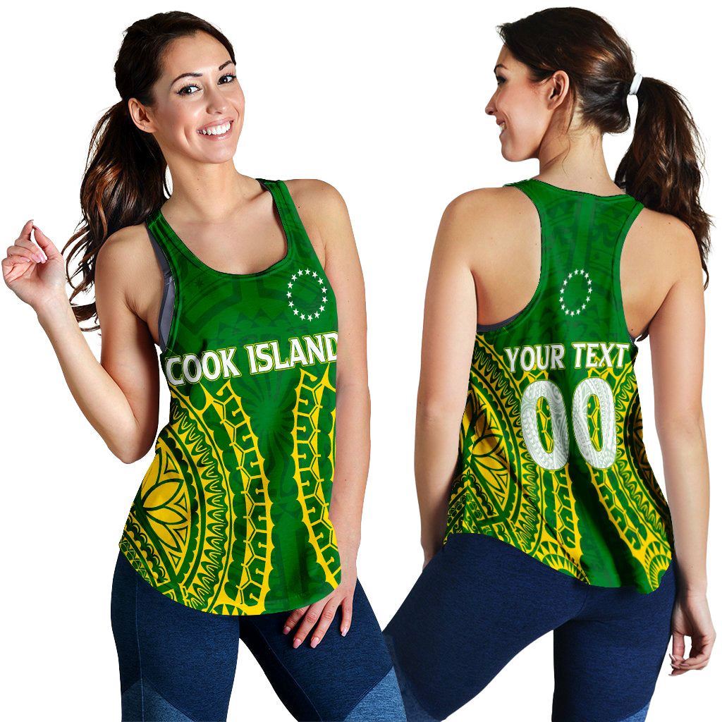 (Custom Personalised) Cook Islands Women Tank Top - Tribal Pattern - LT12 Green - Polynesian Pride