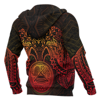 American Samoa Polynesian Hoodie Red Turtle Manta Ray - Polynesian Pride