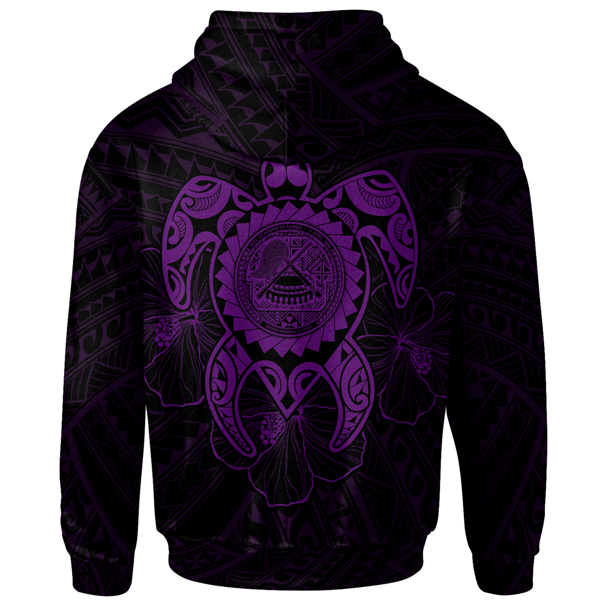American Samoa Polynesian Zip up Hoodie Vintage Polynesian Turtle (Purple) - Polynesian Pride