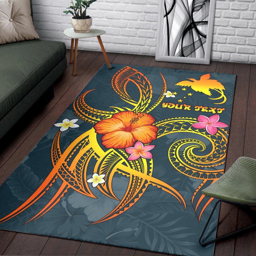 Papua New Guinea Polynesian Personalised Area Rug - Legend of Papua New Guinea (Blue) - Polynesian Pride