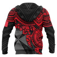 Wallis nd Futuna Polynesian Hoodie Red Turtle - Polynesian Pride