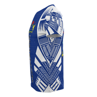 Cook Islands T Shirt Polynesian Coat of Arms Polynesian Tattoo Blue Style - Polynesian Pride