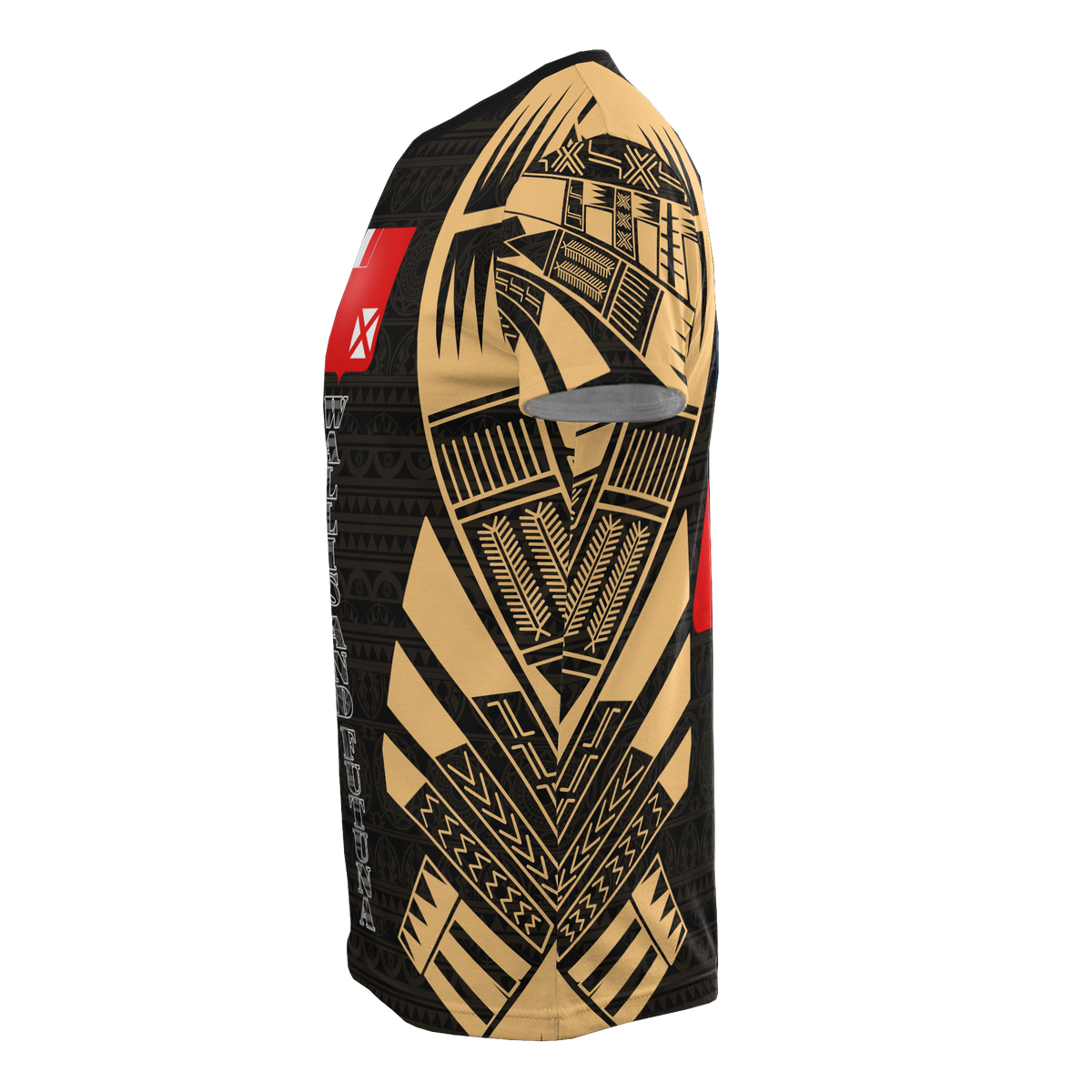 Wallis and Futuna T Shirt Wallis and Futuna Coat of Arms Polynesian Tattoo Gold Style - Polynesian Pride