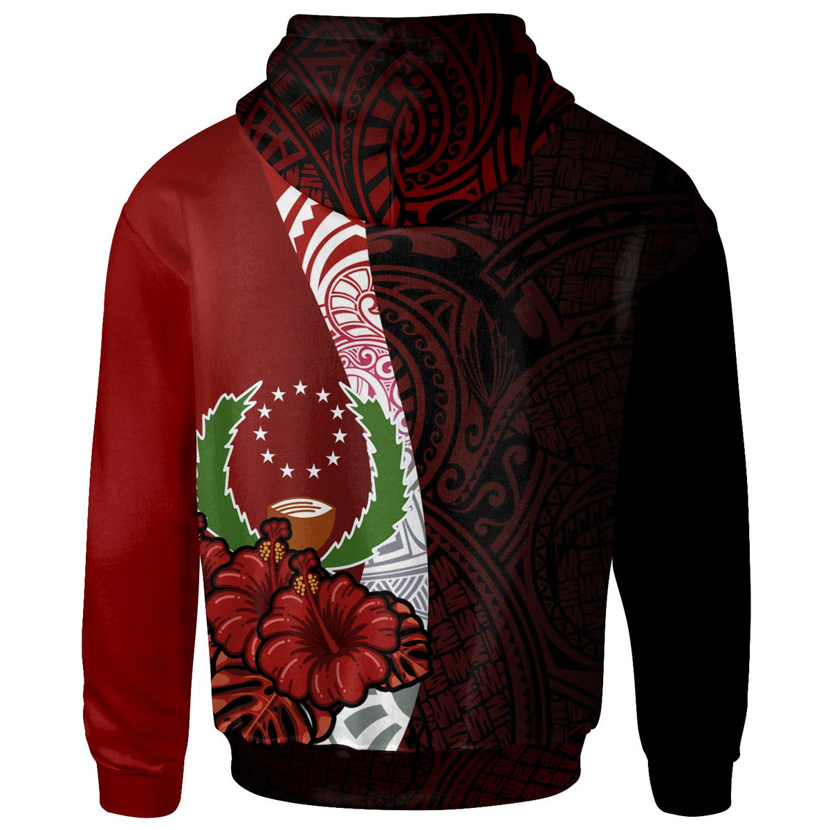 Pohnpei Micronesia Zip up Hoodie Coat of Arm With Hibiscus - Polynesian Pride