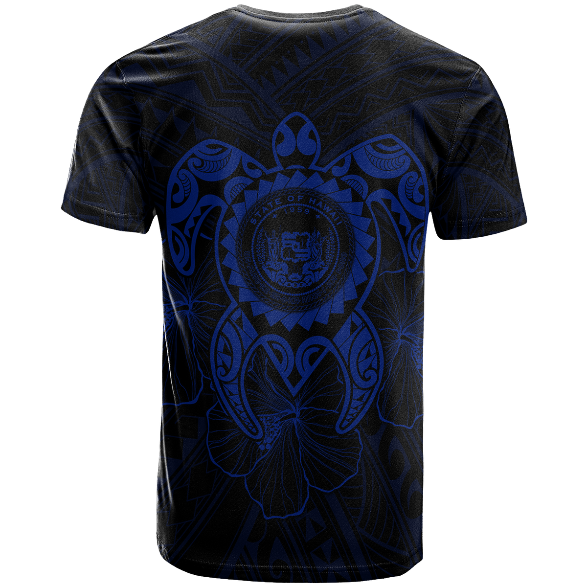 Hawaii Polynesian Custom T Shirt Vintage Polynesian Turtle (Blue) - Polynesian Pride