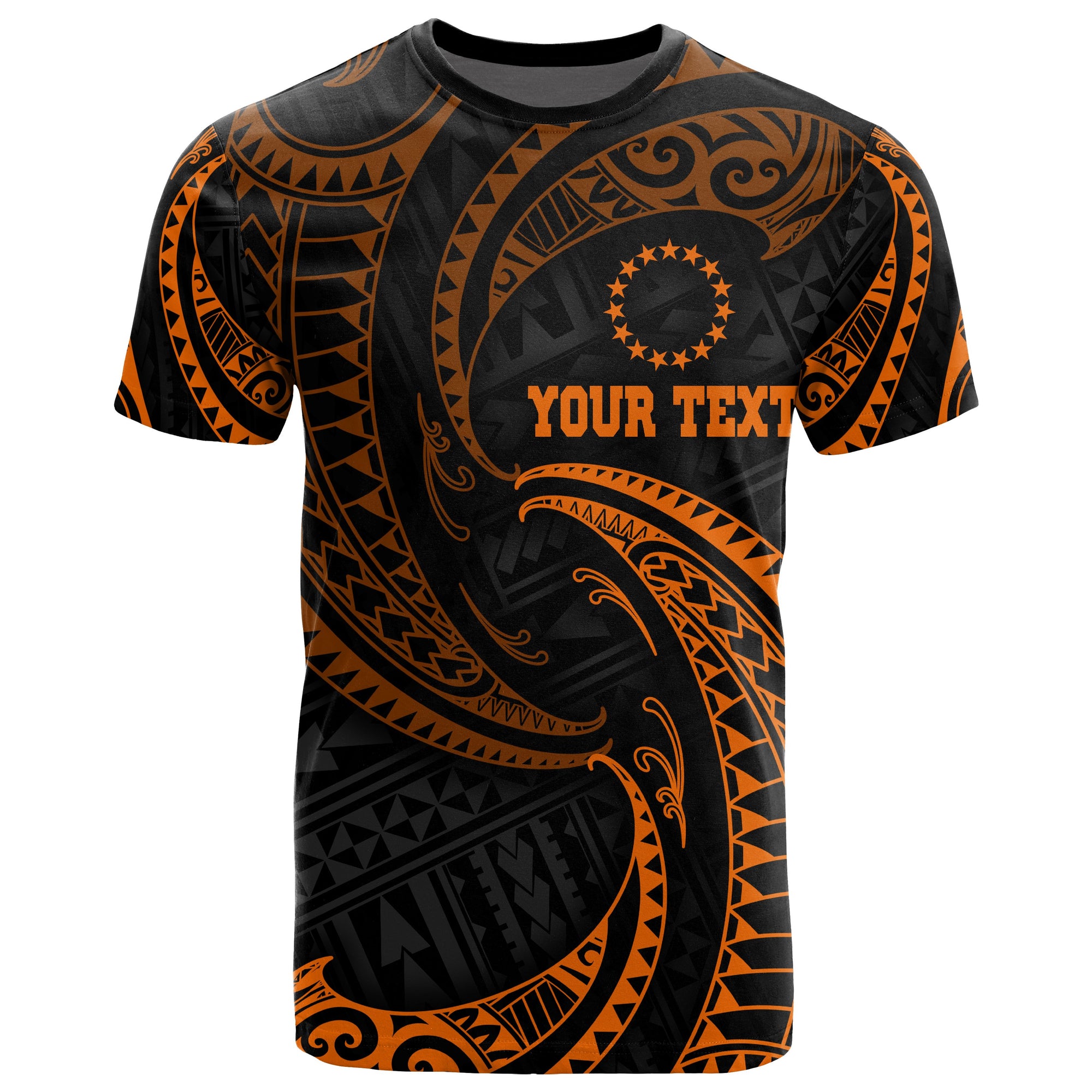 Cook Islands Polynesian Custom T Shirt Orange Tribal Wave Unisex Orange - Polynesian Pride