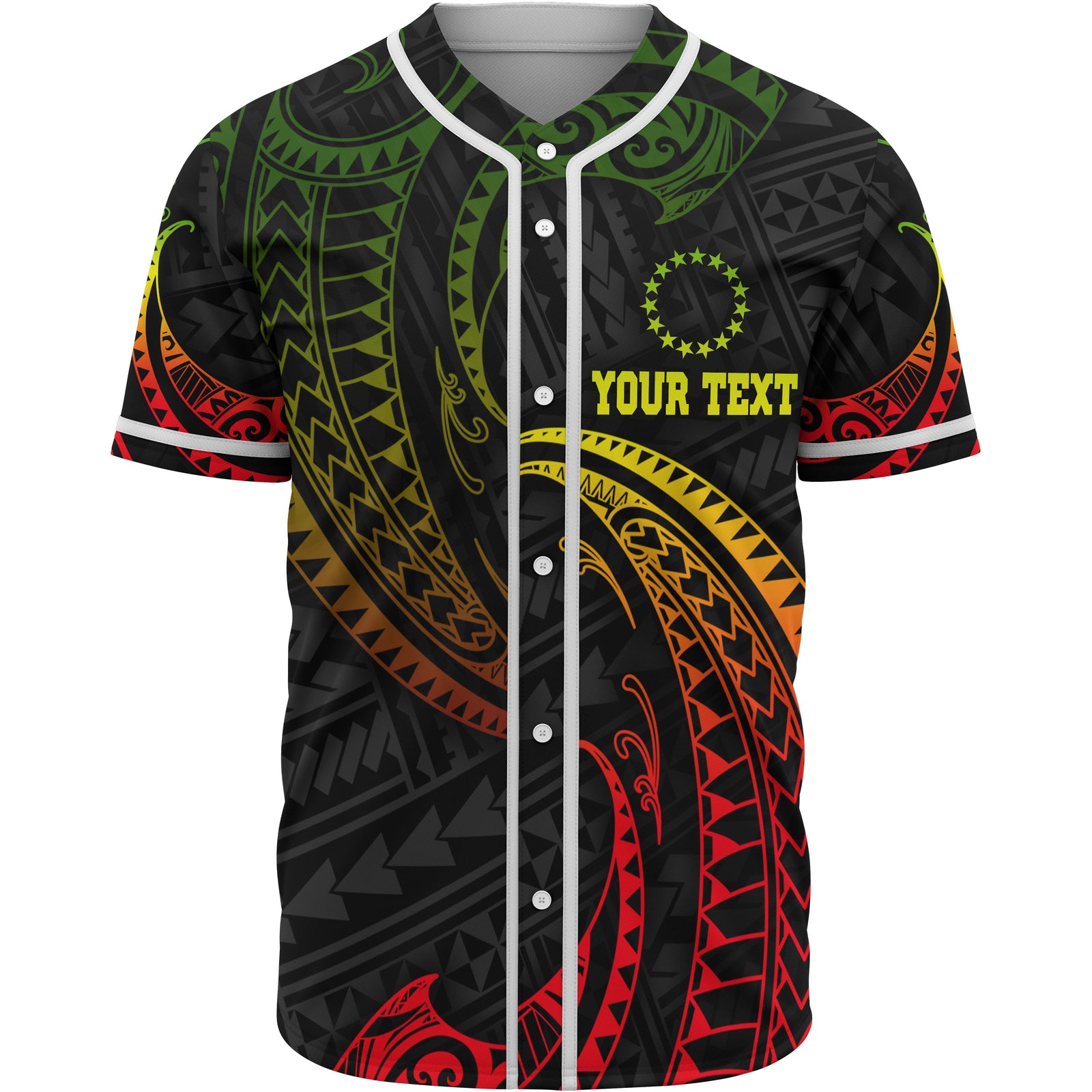Cook Islands Polynesian Custom Personalised Baseball Shirt - Reggae Tribal Wave Unisex Reggae - Polynesian Pride
