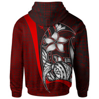 Kosrae Micronesian Zip up Hoodie Red Turtle with Hook - Polynesian Pride
