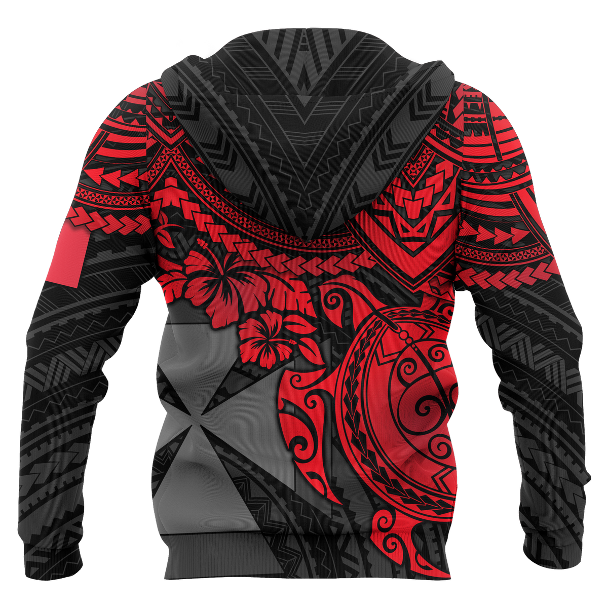 Wallis and Futuna Polynesian Hoodie (Zip up) Red Turtle - Polynesian Pride