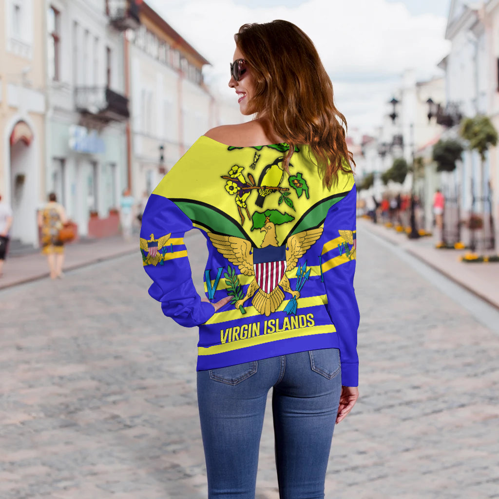 US Virgin Islands Off Shoulder Sweater Egales with Seal LT4 - Polynesian Pride