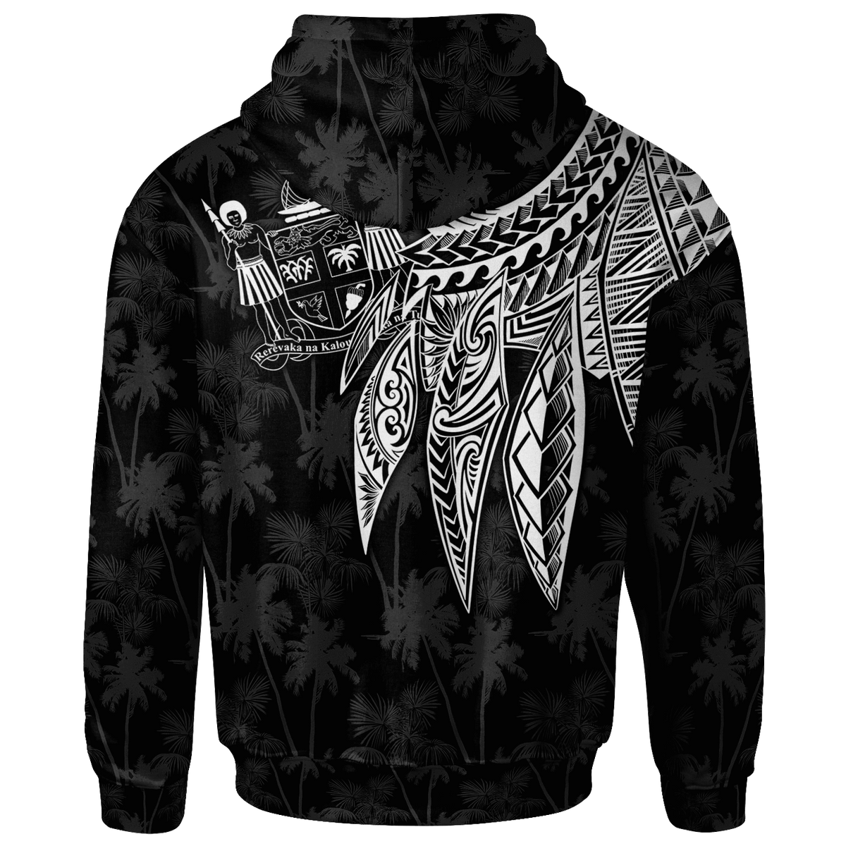 Fiji Zip up Hoodie Polynesian Wings (White) - Polynesian Pride