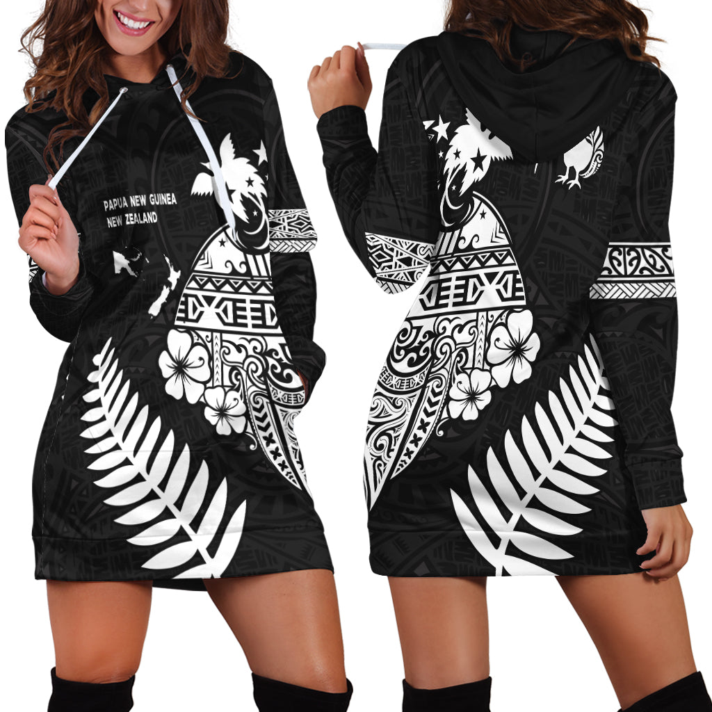 Papua New Guinea and New Zealand Hoodie Dress Maori Polynesian LT13 Black - Polynesian Pride