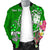 Fiji Custom Personalised Men's Bomber Jacket - Turtle Plumeria (Green) - Polynesian Pride