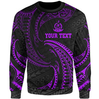Vanuatu Polynesian Custom Personalised Sweater - Purple Tribal Wave Unisex Purple - Polynesian Pride