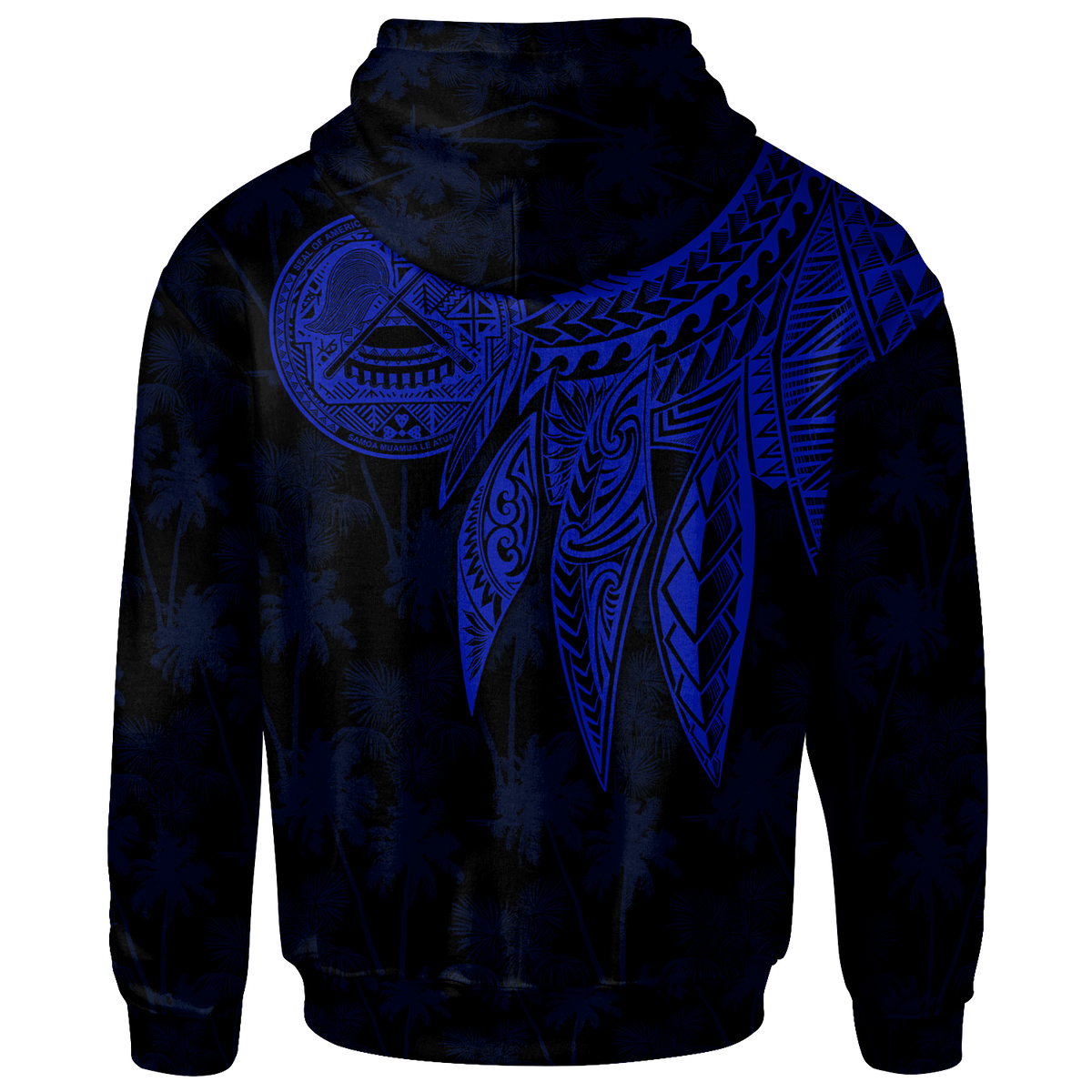 American Samoa Zip up Hoodie Polynesian Wings (Blue) - Polynesian Pride