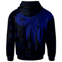 American Samoa Zip up Hoodie Polynesian Wings (Blue) - Polynesian Pride