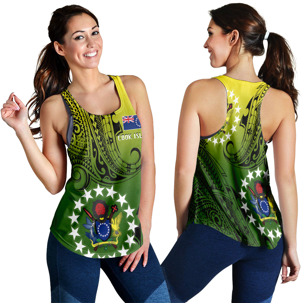 Cook Islands Patterns With Coat Of Arms Women's Tank - LT20 Black - Polynesian Pride