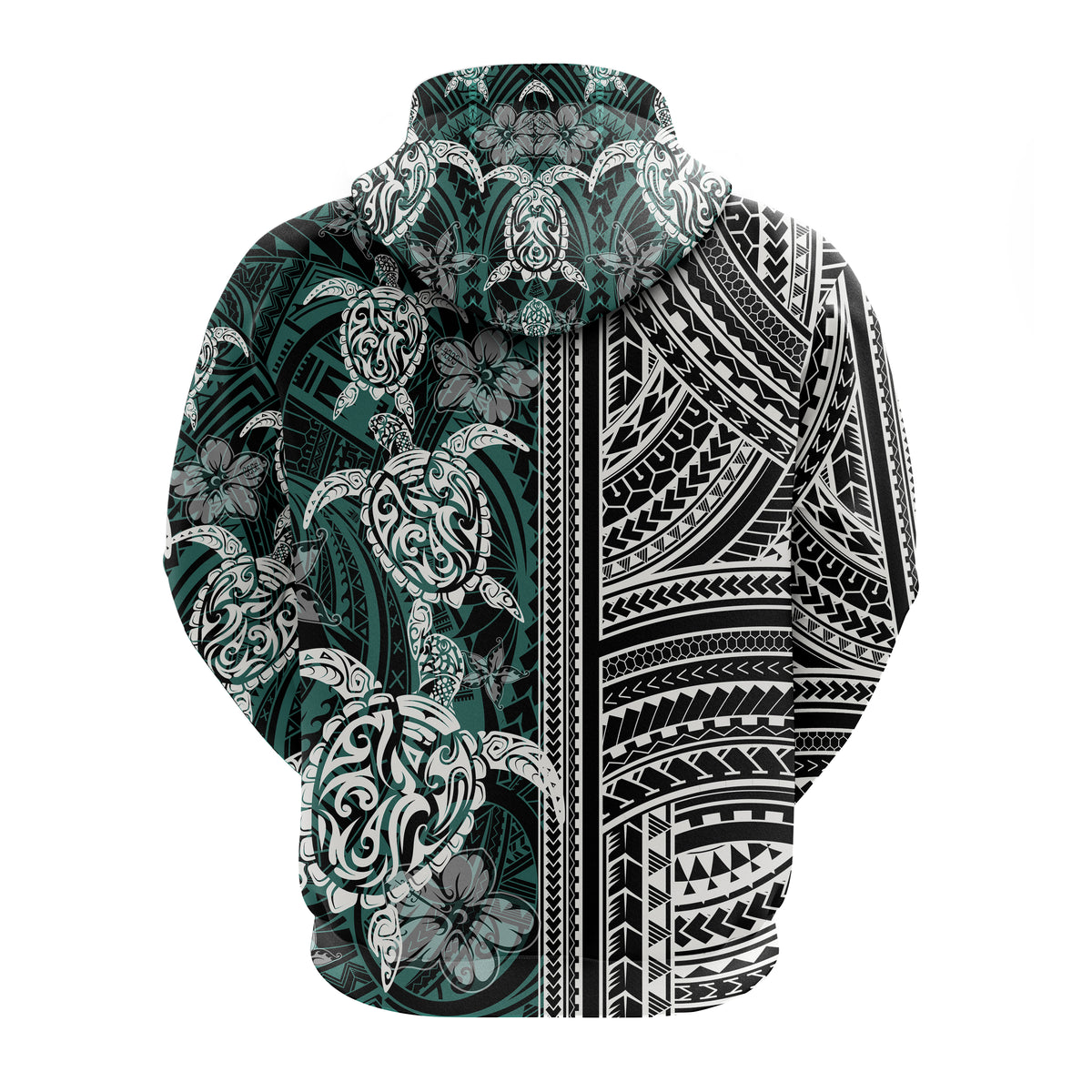Polynesian Hoodie Turtle With Ethnic Motives and Floral Elements LT20 - Polynesian Pride