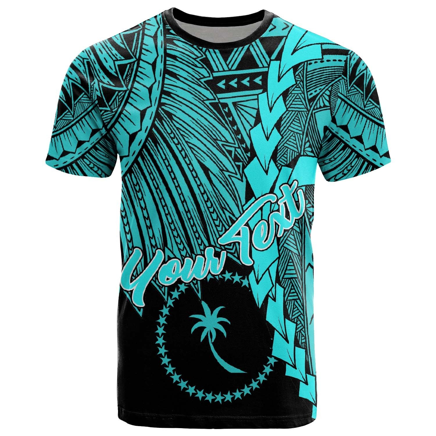 Chuuk Micronesia Custom T Shirt Tribal Wave Tattoo Neon Blue Unisex Neon Blue - Polynesian Pride