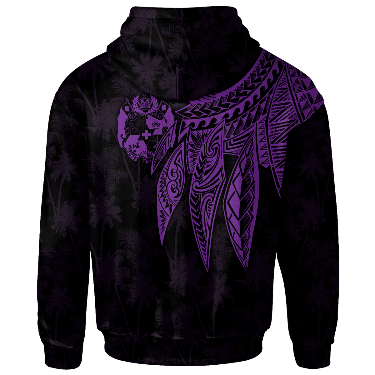 Tonga Custom Hoodie Polynesian Wings (Purple) - Polynesian Pride
