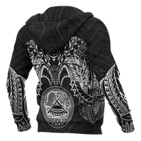 American Samoa Polynesian Zip up Hoodie White Turtle Manta Ray - Polynesian Pride