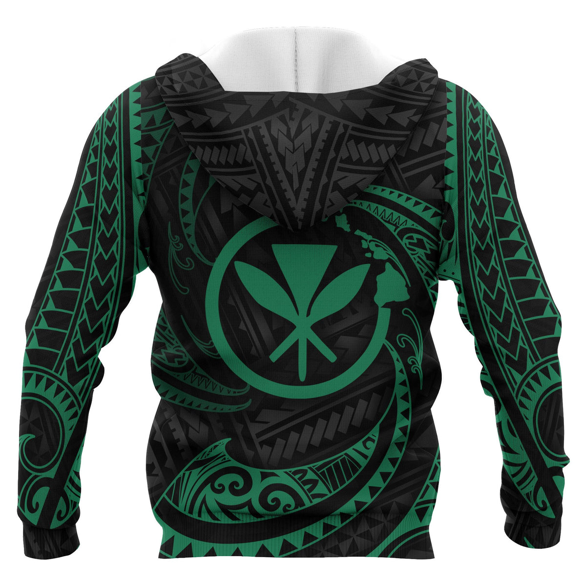 Hawaii Polynesian Zip up Hoodie Green Tribal Wave - Polynesian Pride
