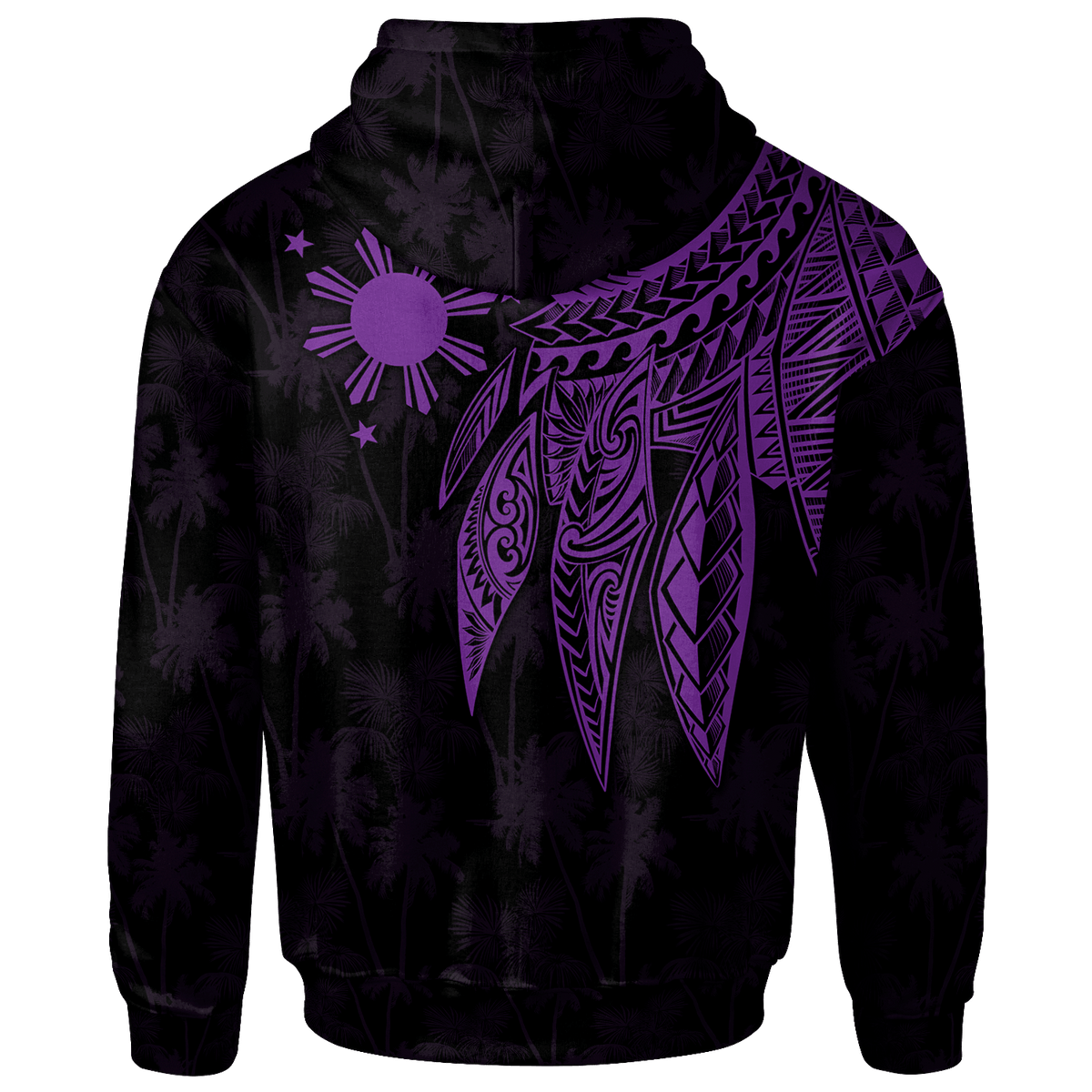 The Philippines Custom Hoodie Polynesian Wings (Purple) - Polynesian Pride