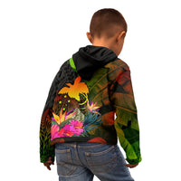 Papua New Guinea Polynesian Hoodie Hibiscus and Banana Leaves - Polynesian Pride